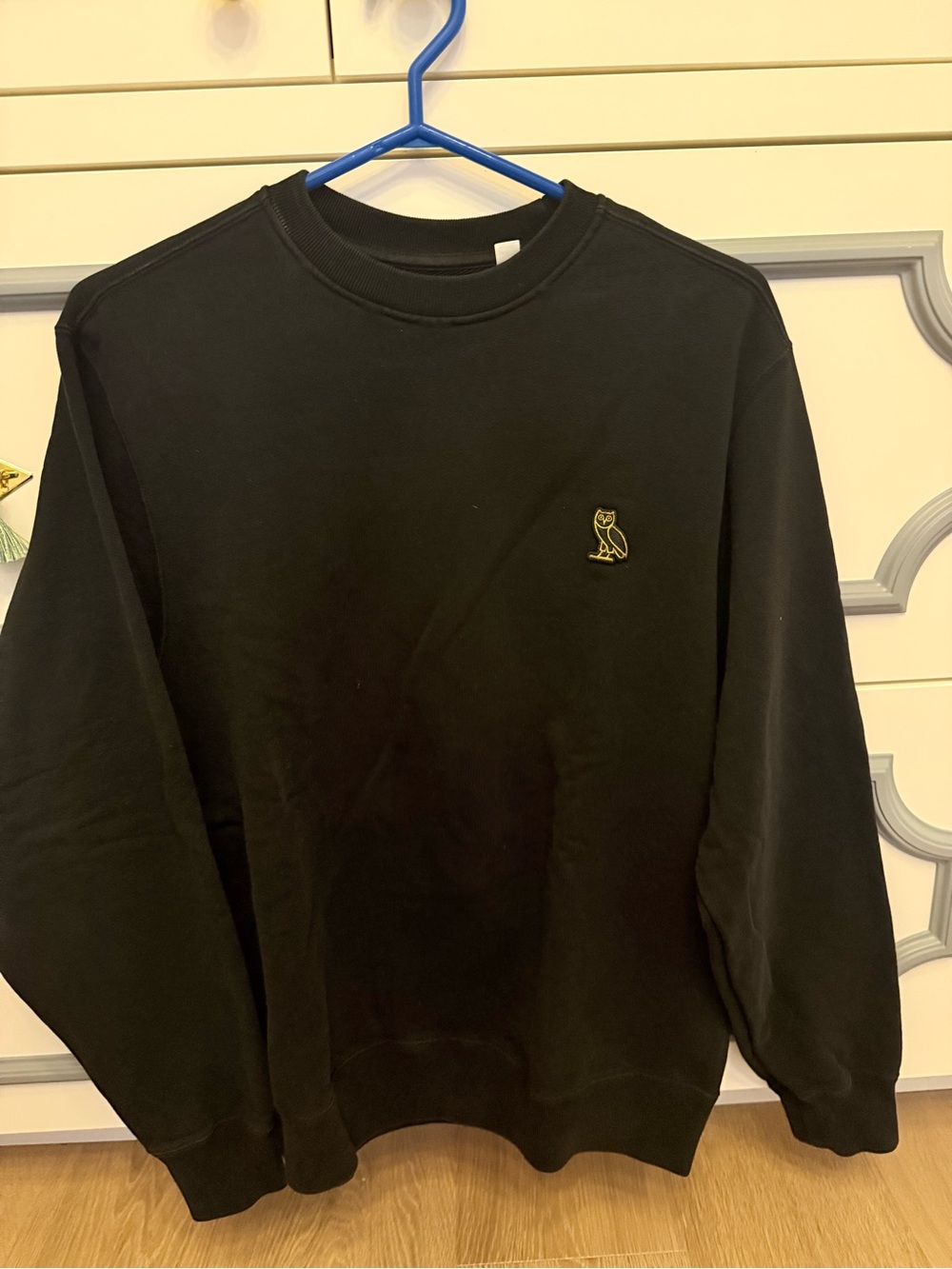 OVO Black Crewneck Sweater with Gold Owl Logo